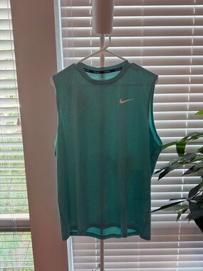 Nike Teal Dri-FIT Swim Top with White Swoosh